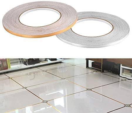 50M Decorative Tile Stickers for Walls and Floors - Peel and Stick Waterproof Adhesive Gap Covers in Gold and Silver