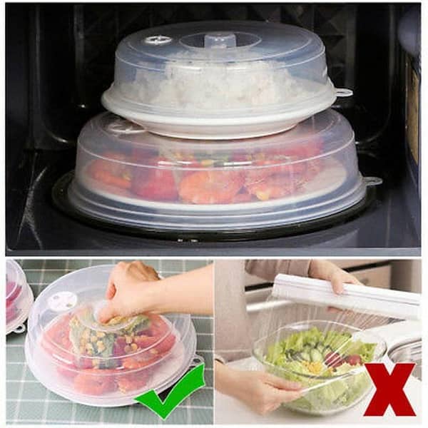 Reusable Plastic Food Cover for Microwave and Oven - Heated Sealed Dust Cover for Dishes