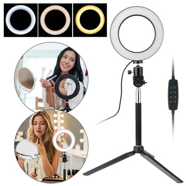 7 Feet Dimmable LED Selfie Ring Light with Tripod and Phone Holder for Makeup and Video Streaming