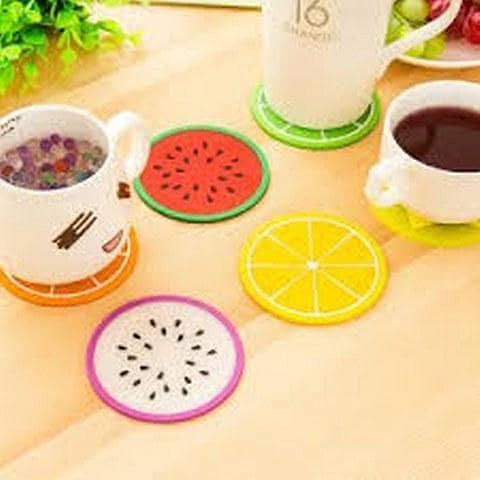 Pack Of 6 Fruit Coaster Silicone Tea Cup Drinks Holder Mat Placemat Pads