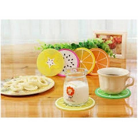 Pack Of 6 Fruit Coaster Silicone Tea Cup Drinks Holder Mat Placemat Pads