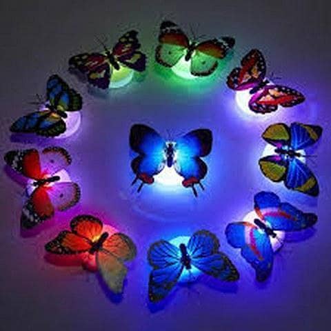Set of 6 Color Changing Glow in the Dark LED Butterfly Night Lights for Children's Rooms