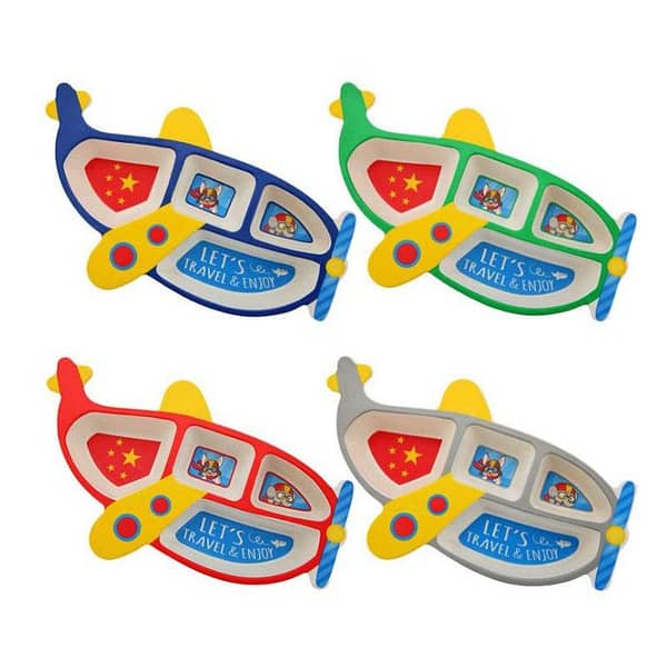 1 PC Helicopter Airplane Dinnerware Divided Plate for Kids