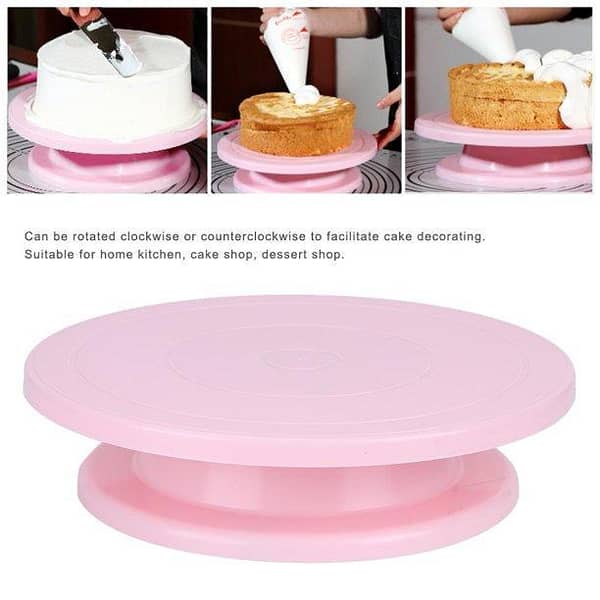 Round Plastic Cake Decorating Turntable Stand, 28cm, Multicoloured