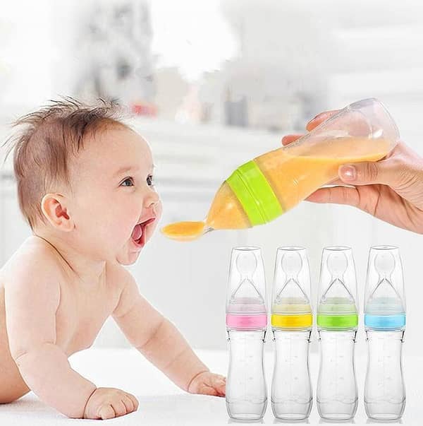 90ML Baby Silicone Feeding Bottle with Spoon for Food and Cereal Supplement