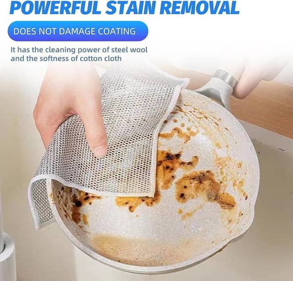 Multipurpose Wire Dishwashing Rags for Wet and Dry Stainless Steel Scrubber Non-Scratch Wire Dishcloth for Washing Dishes Sinks Counters Easy Rinsing