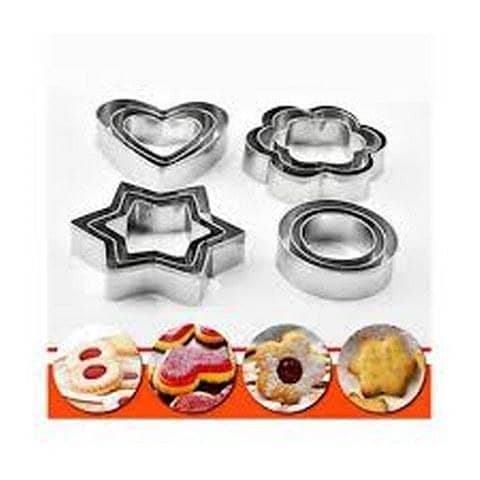 Cookies Pastry Fruit Cutters, 12 Pcs Stainless Steel Heart Star Circle Flower Shaped Moulds