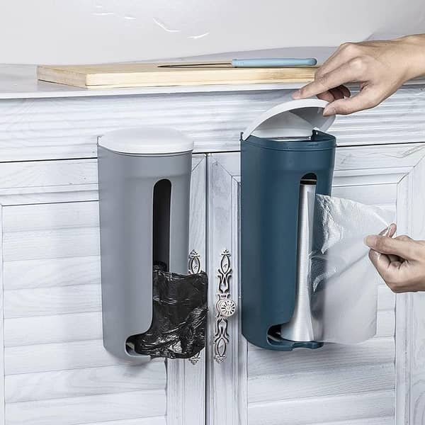 Tissue Paper Holder and Dispenser with Grocery Bag Storage