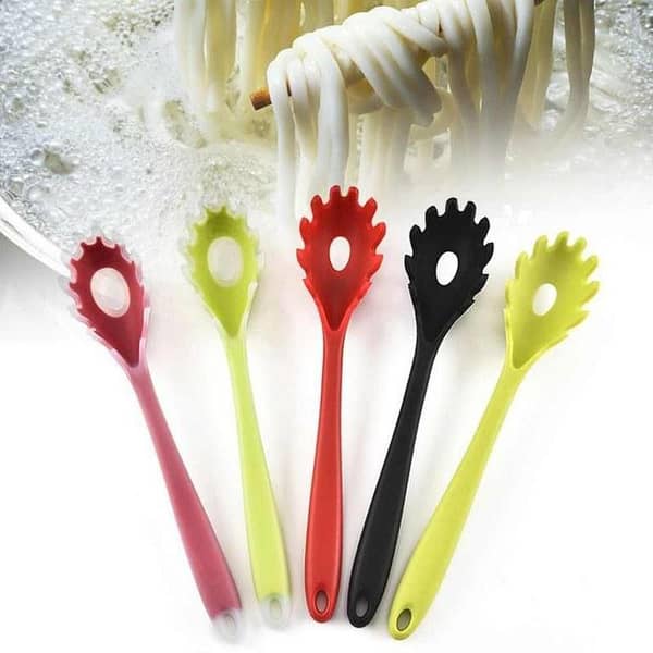 Practical Silicone Plastic Handle Spaghetti Pasta Noodle Spoon Scoop Colander Kitchen Tools