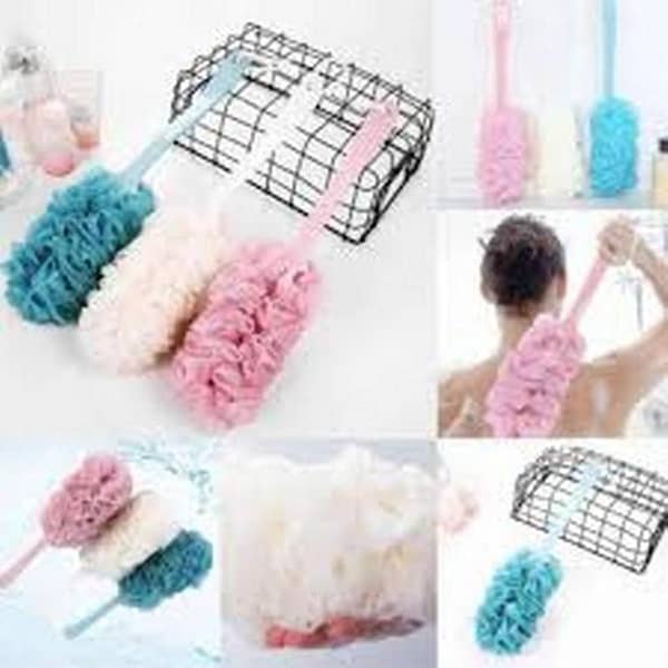Unisex Soft Bath Brush with Long Handle for Body Cleansing