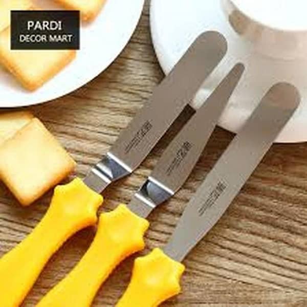 Set of 3 Multi-Functional Stainless Steel Cake Spatula Tools Cake Icing Tools 1 Straight Tool and 2 Angled Tools for Cake Decoration Baking