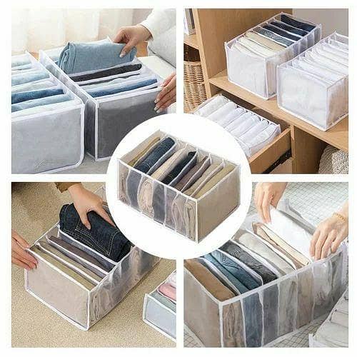 Foldable Jeans Organizer with Compartments for Closet and Wardrobe Storage