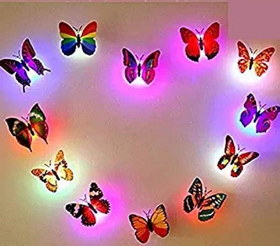 Set of 6 Color Changing LED Butterfly Night Lights for Kids' Rooms - Glow in the Dark