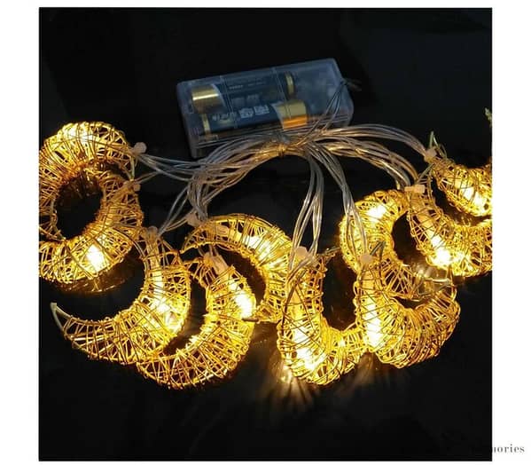 Metal Moon Hanging Pendants LED String Lights 10 lights