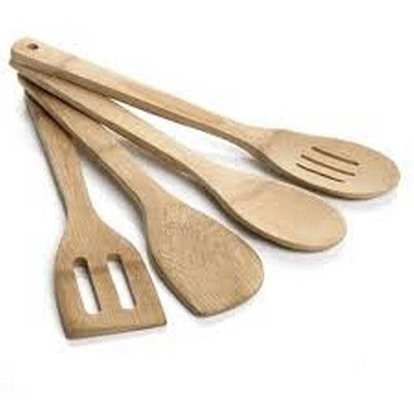 4 Pieces Wooden Spoon Set Premium Kitchen Cooking Utensils Wooden Bamboo Spoon Spatula, 4 Set of Bamboo Kitchen Tools
