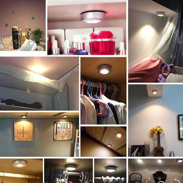 Battery-Powered Mini LED Touch Night Light - Self-Adhesive Wall Lamp for Home Use