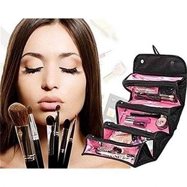 Black Roll N Go Makeup Organizer and Cosmetic Bag