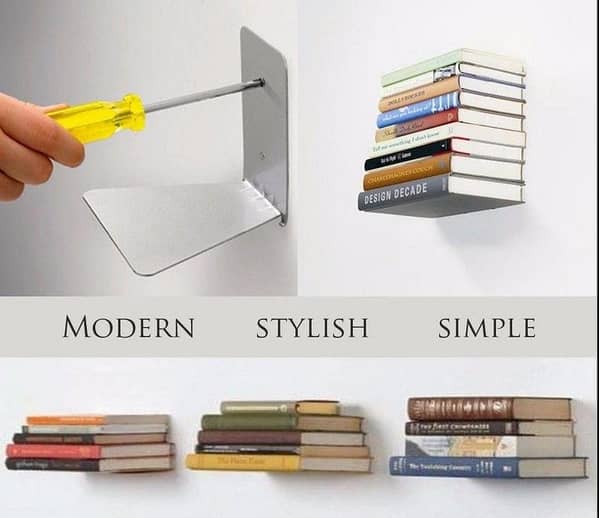 Set of 4 Invisible Bookshelves - Floating Book Racks
