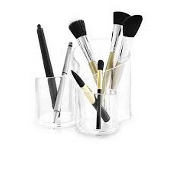 Transparent Multi-Grid S-Shaped Acrylic Makeup Organizer for Cosmetics and Nail Polish Storage