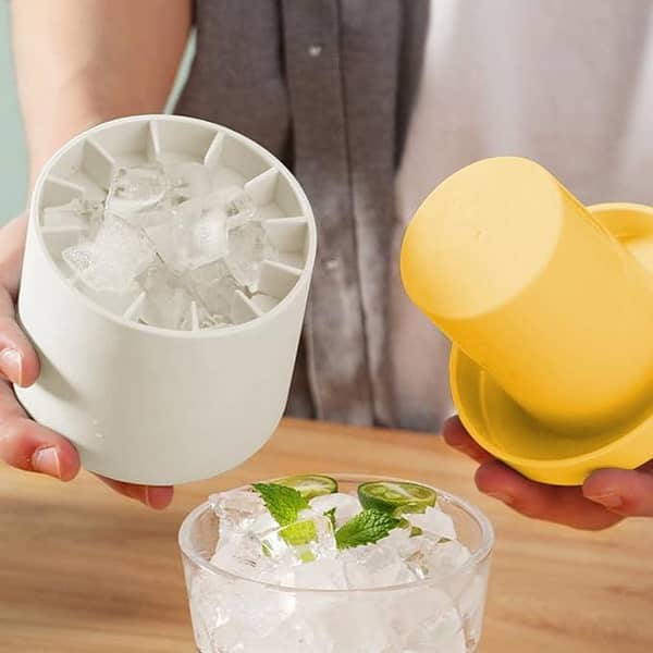 Silicone Ice Cube Tray Maker - Reusable Tiny Cylinder Molds, Food Grade Silicone & ABS, 60x0.5in Ice Cubes with Lid, Easy-Release
