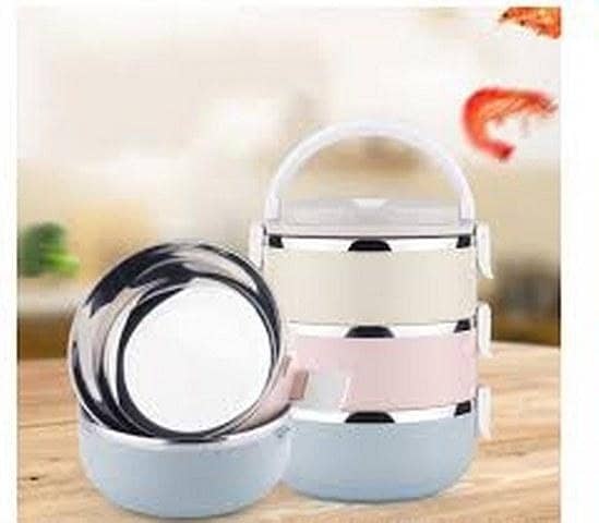 Stainless Steel 3 Layer Lunch Box Multicolour