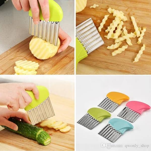 Fruit And Vegetable Wavy Chopper Knife Stainless Steel Blade Perfect Potato Slicer,Steel Blade