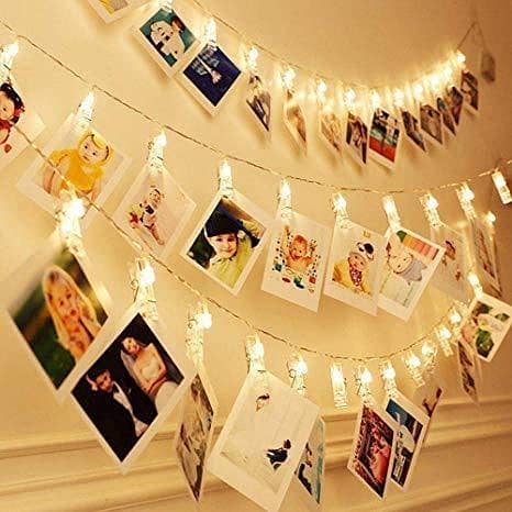 5M LED Fairy String Lights with 20 Photo Peg Clips for Wedding and Room Decoration