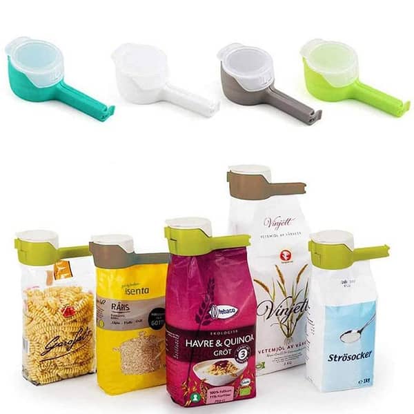 4pcs Food bag clips, Food Storage Sealing Clips with Pour Spouts, Kitchen Chip Bag Clips, Great for Kitchen Food Storage and Organization