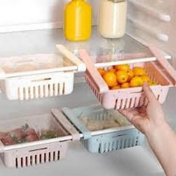 Adjustable sliding kitchen container box kitchen fridge freezer organizer space saver storage Boxs shelf stand refrigerator
