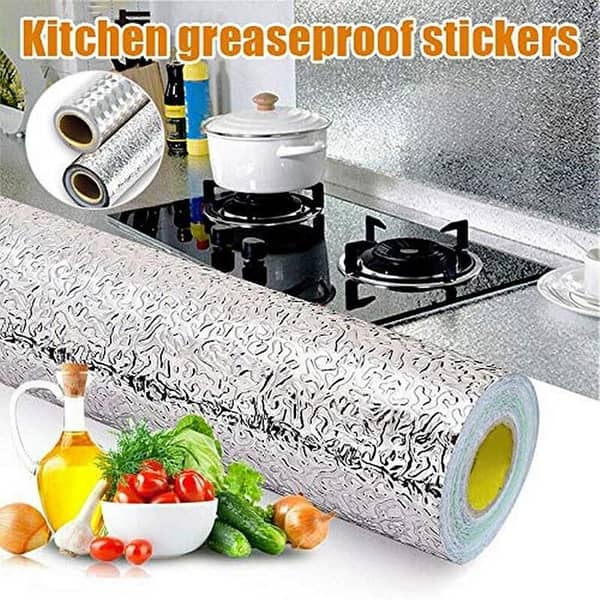 Waterproof Aluminum Foil Stickers for Kitchen and Countertops - Anti-Grease Peel and Stick Wall Decal
