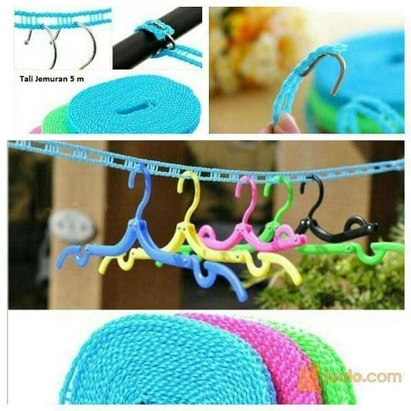 5M Nylon Windproof Drying Rope and Clothes Hangers