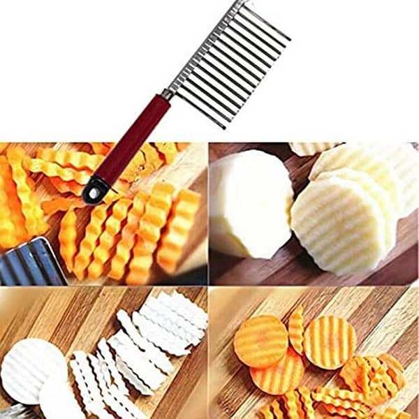 Crinkle Cutter Wavy Chopper Cut Knife - Stainless Steel Wavy Slicer - Wavy Vegetable - Cutter Potato Cucumber Carrot -