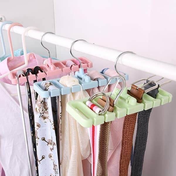 2-Pack Plastic Rotating Tie Hanger and Belt Organizer for Closet Storage