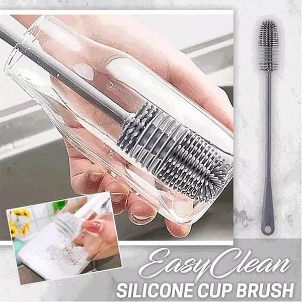 Silicone Bottle Brush Cleaning Cup Brush for Glass Bottle Long Handle Cup Brush Household Cleaning Brush Scrubber Glass Cleaner