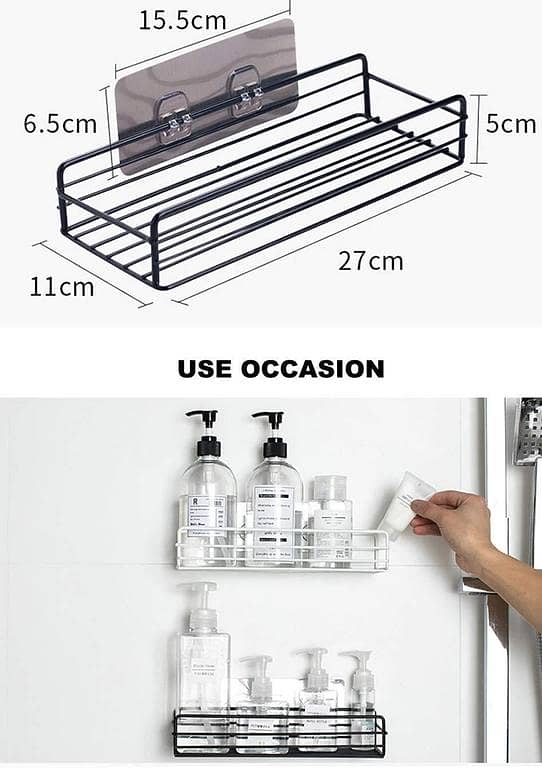 Self-Adhesive Metal Bathroom Storage Rack - Corner Shelf Organizer for Bathroom
