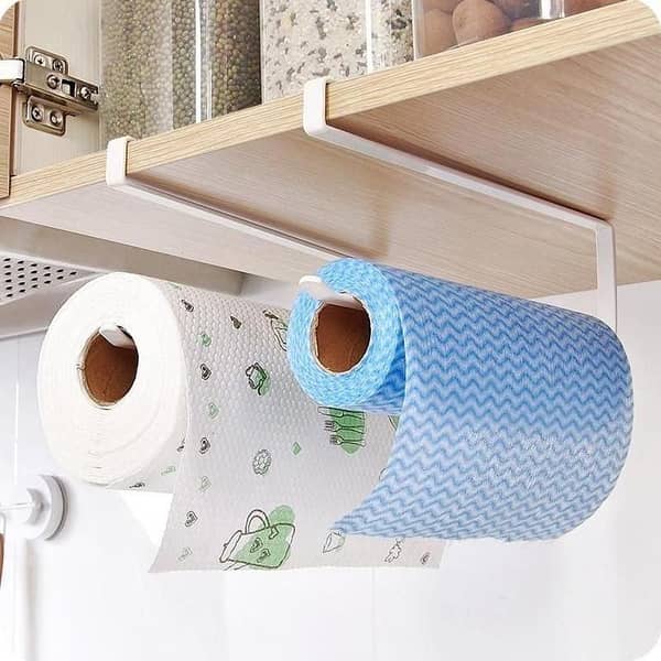Under-Cabinet Hanging Rack for Towels and Toilet Paper | Roll Holder in Stainless Steel