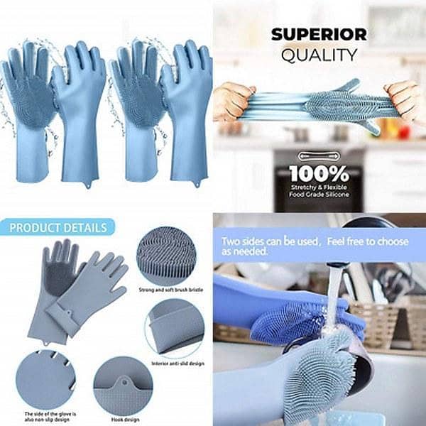 Magic Silicone Dishwashing Scrubber Dish Washing Sponge Rubber Scrub Gloves Kitchen Cleaning