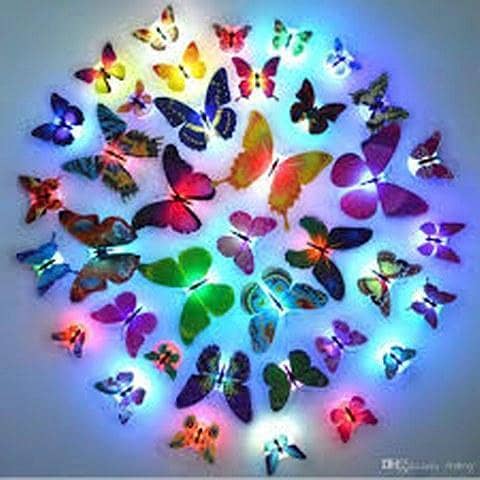 Set of 3 Color-Changing Glow in the Dark LED Butterfly Night Lights for Children