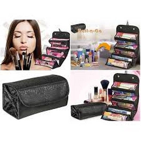Black Roll n Go Makeup Organizer and Cosmetic Bag