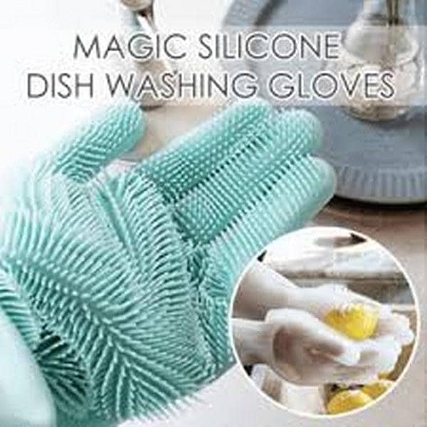 Magic Silicone Dishwashing Scrubber Dish Washing Sponge Rubber Scrub Gloves Kitchen Cleaning