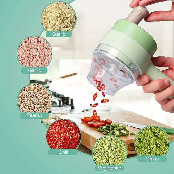 Wireless 4-in-1 Mini Handheld Electric Vegetable Cutter Set