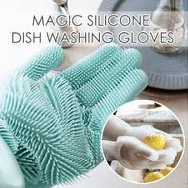 Magic Silicone Dishwashing Gloves with Scrubber