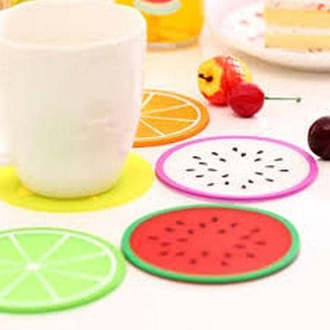 Pack Of 6 Fruit Coaster Silicone Tea Cup Drinks Holder Mat Placemat Pads