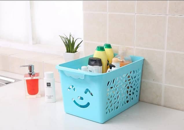 Smiley Rectangle Large Multi-Purpose Storage Basket - 1 PC