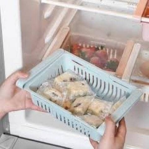 Adjustable sliding kitchen container box kitchen fridge freezer organizer space saver storage Boxs shelf stand refrigerator