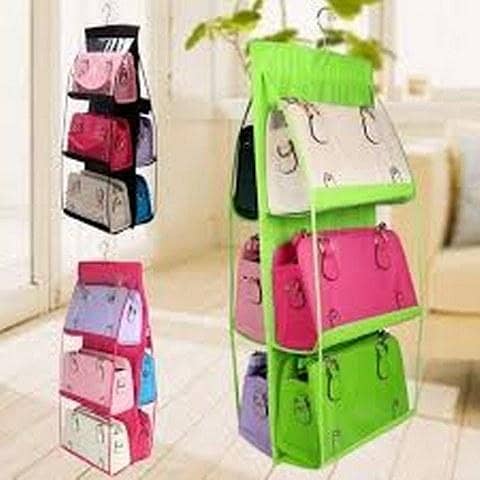 Hanging Handbag Organizer with 6 Pockets for Closet Storage