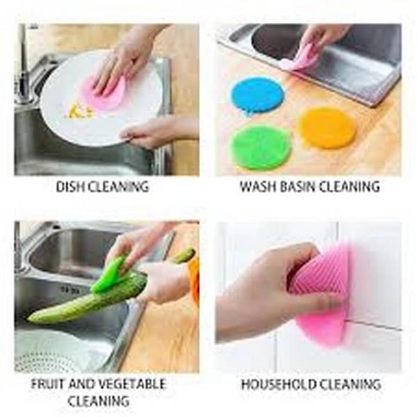 Pack of 3 Multi-Functional Silicone Dish Sponges Non Stick Dishwashing Brush, Double Sides Used, Dish Towel Scrubber for Kitchen Wash Pot Pan Dish Bowl