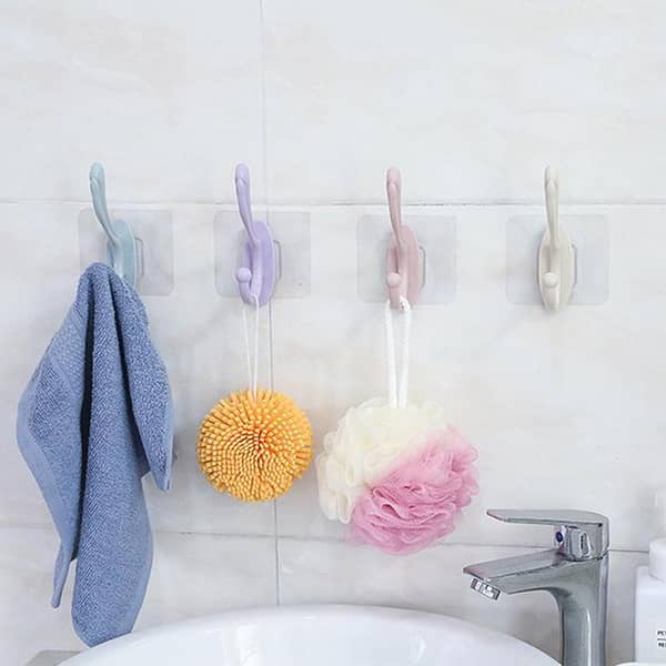 1 Piece Self-Adhesive Bathroom and Kitchen Wall Hook for Towel Hanging in Solid Colors