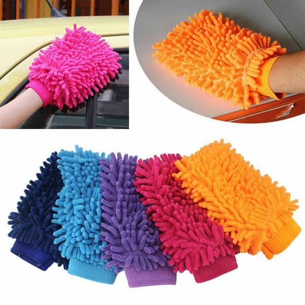 2 Pcs Car Wash Gloves Easy Microfiber Car Sponge Wash Cloth Cleaning Kitchen Glove