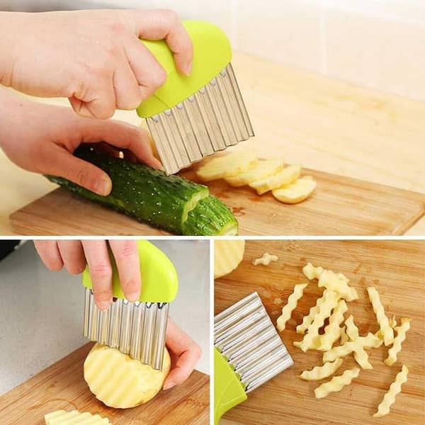 Fruit And Vegetable Wavy Chopper Knife Stainless Steel Blade Perfect Potato Slicer,Steel Blade